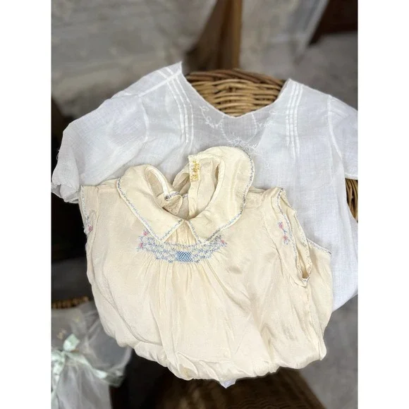 Vintage Lot 16 Baby Child or Large Doll Clothing Dress Gowns Embroidery Tatting - Picture 11 of 16